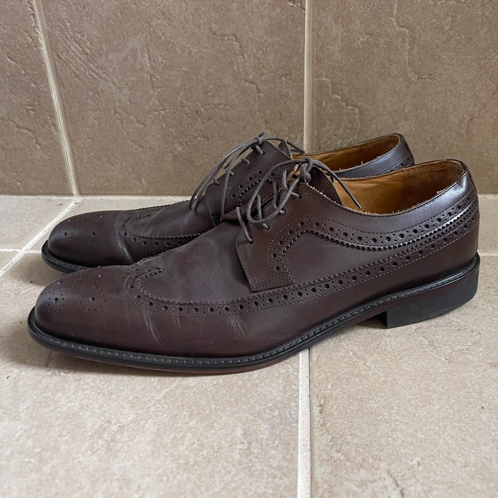 Broletto Men's Wingtip Oxford Dress Shoes - Size 12M - Full Grain Brown Leather